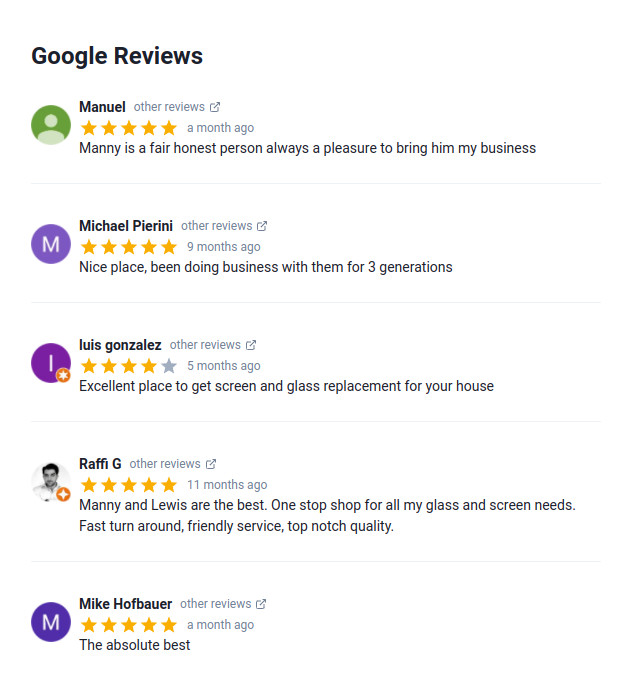 Google Reviews Example